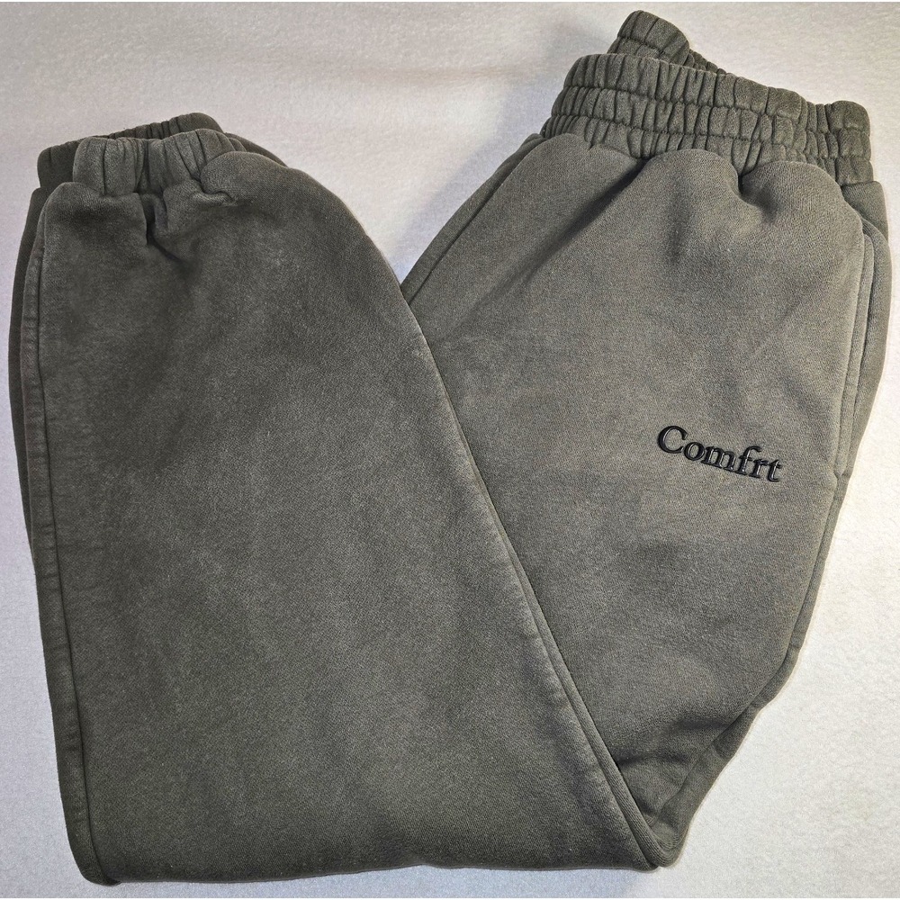 Comfrt Cloud Sweatpants Millstone Grey Mineral Wash Fleece Joggers Unisex Size M